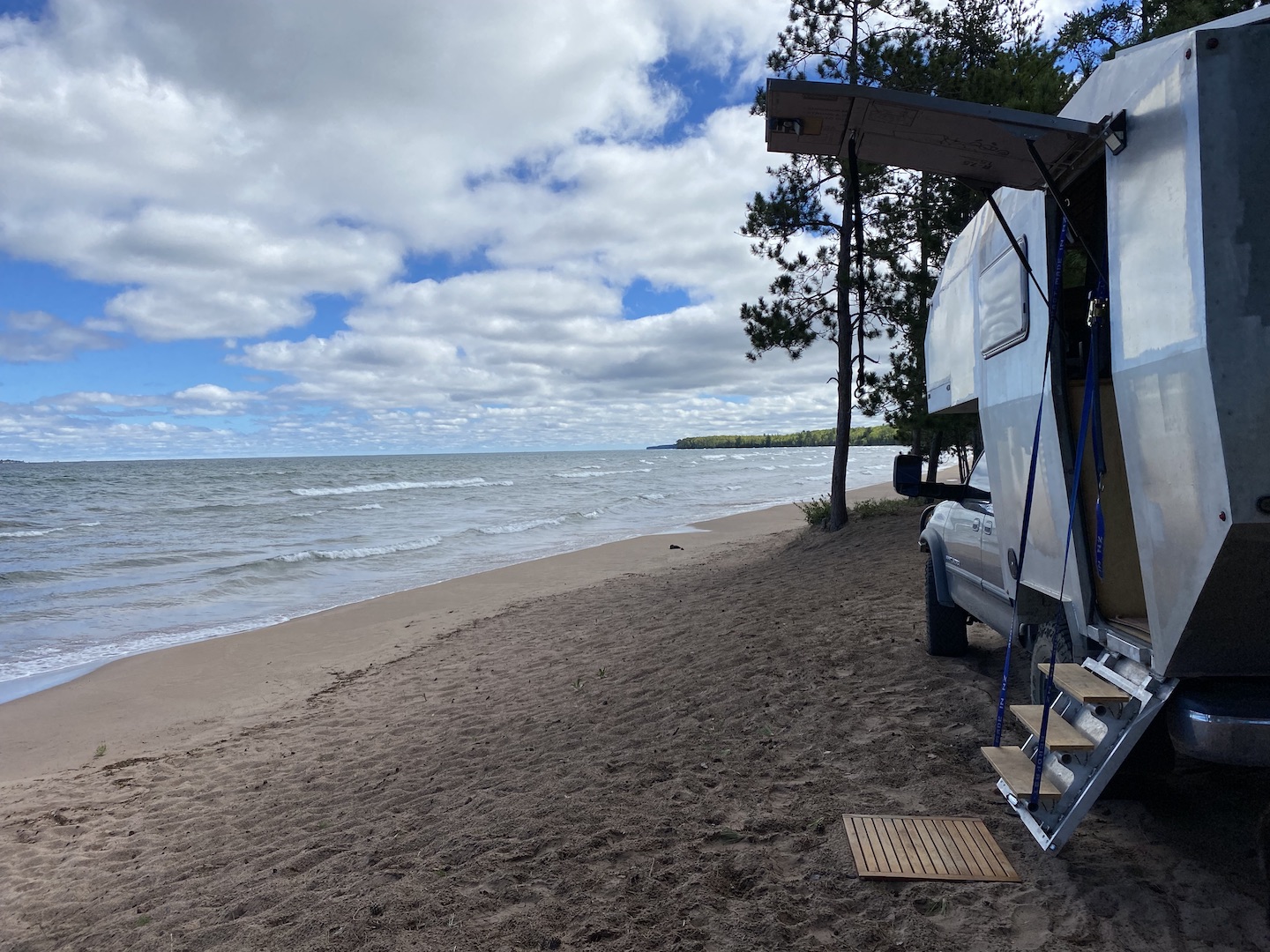 The camper at lake Superior Michigan.